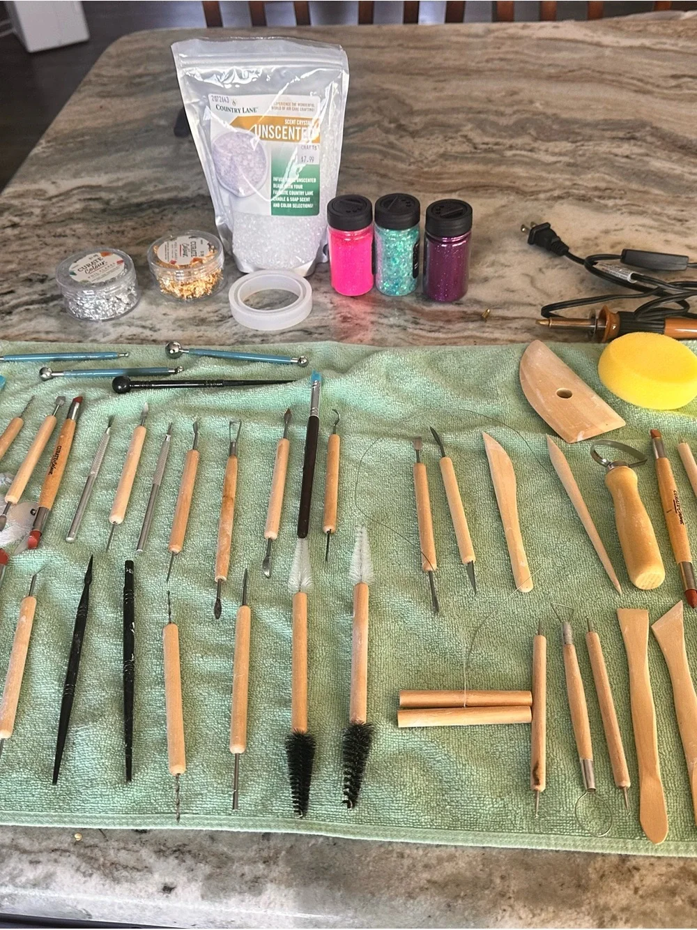 Wood Handle Clay Sculpting Tool Set - Natural Beige